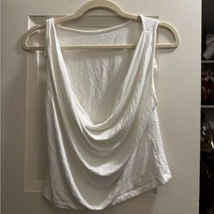 Brandy Melville Elegant White Drape Neck Top